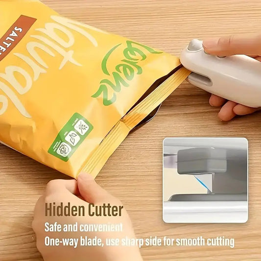 2 In 1 Chip Bag Sealer With Cutter Rechargeable Bag Sealer Heat Seal